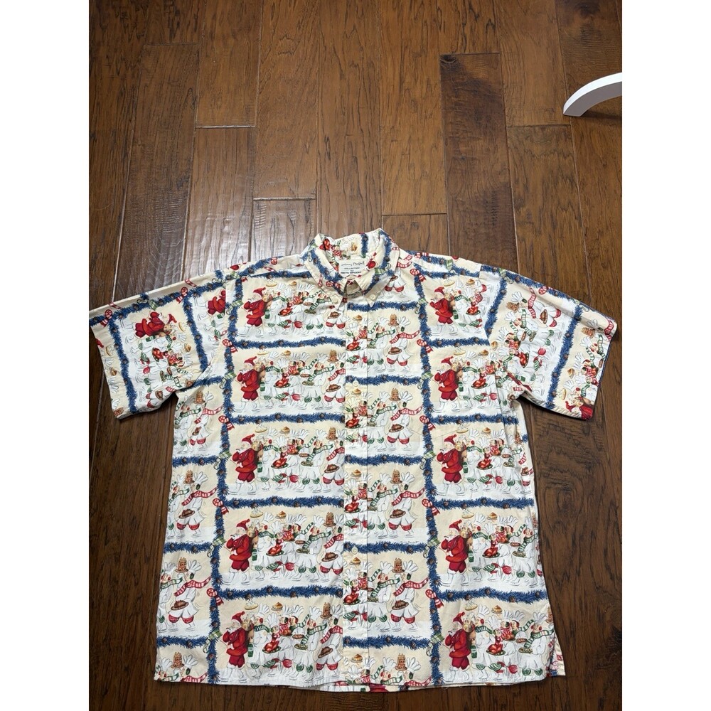 Reyn Spooner Christmas 1999 Guy Buffet  Button Down Collar XL Vintage Hawaii